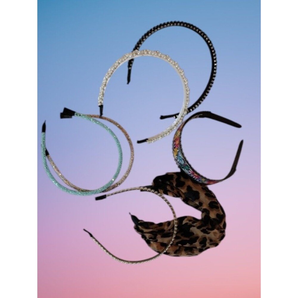 Bundle of Assorted Women's Headband Set - Pearl, Turquoise, Leopard & Rhinestone